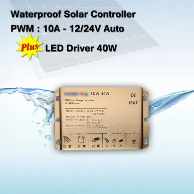 Solar Charge Controller Waterproof PWM 10A plus Driver LED 40 Watt sdw 40w blur